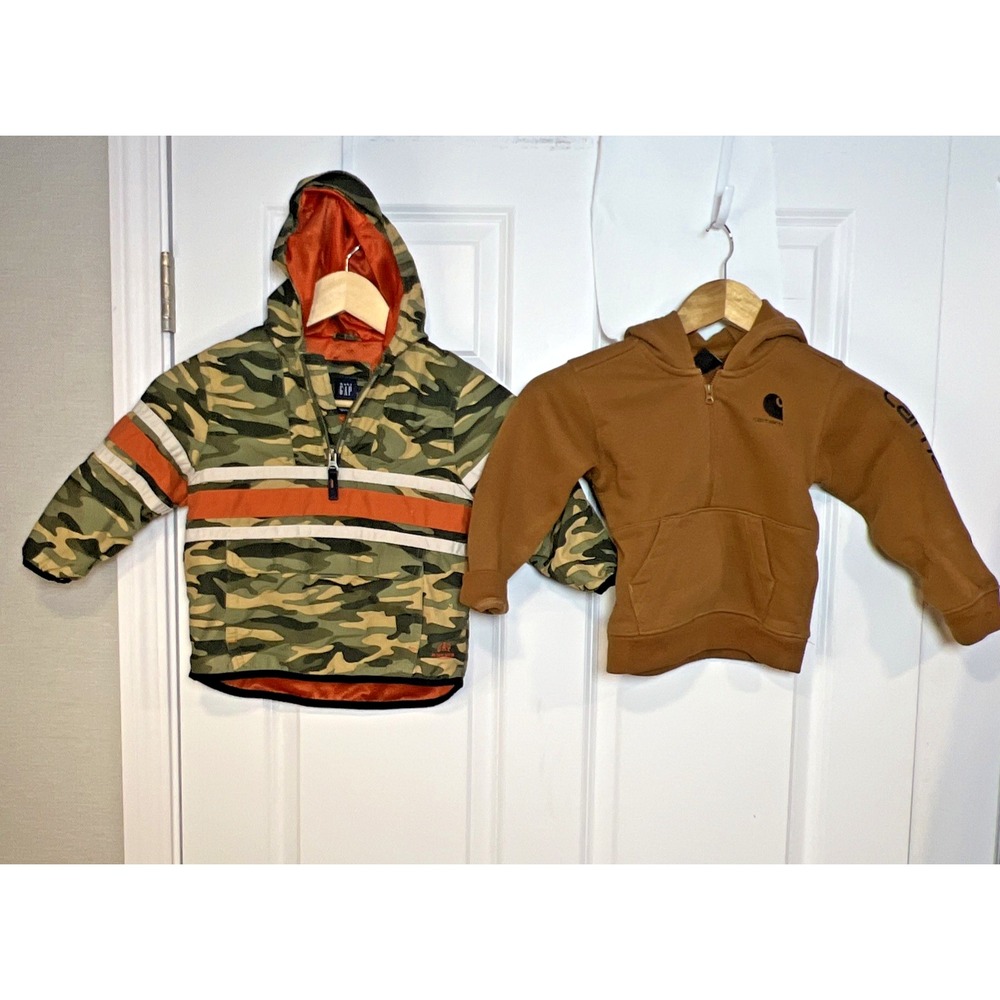 Carhartt Baby Gap Toddler Boys 3T (Lot 2) Hooded Quarter Zip Hoodie Camo Anorak